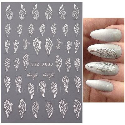 Love Heart Design Golden Wave Line 3D Nagu uzlīmes Y2K Adhesive Decals Sarkans Rozā Valentīna Nail Art Dekorācijas Slīdņi Manikīrs