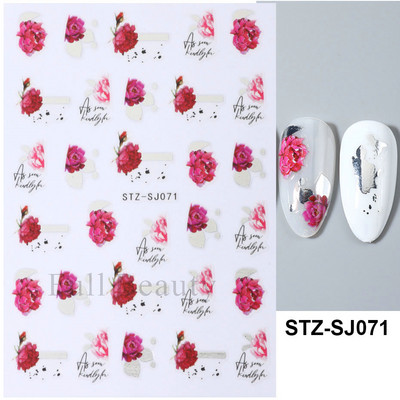 Love Heart Design Golden Wave Line 3D Nagu uzlīmes Y2K Adhesive Decals Sarkans Rozā Valentīna Nail Art Dekorācijas Slīdņi Manikīrs