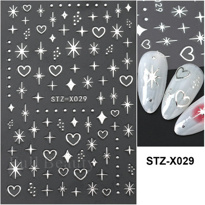 Love Heart Design Golden Wave Line 3D Nagu uzlīmes Y2K Adhesive Decals Sarkans Rozā Valentīna Nail Art Dekorācijas Slīdņi Manikīrs