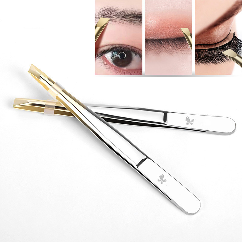 Nerūsējošā tērauda plakans/slīps uzgalis Daudzfunkciju pincete uzacu pincete sejai matu noņemšanas grima rīks mākslīgo skropstu pincete
