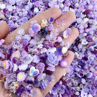 50 gab. Nejauši sajaukti sveķu nagu mākslas piekariņi, tumsā mirdzoši Bow Love Bear, dažādi nagu mākslas dekoratīvie aksesuāri nagu kristāls, DIY