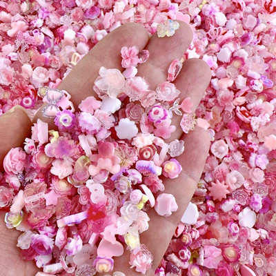 50 gab. Nejauši sajaukti sveķu nagu mākslas piekariņi, tumsā mirdzoši Bow Love Bear, dažādi nagu mākslas dekoratīvie aksesuāri nagu kristāls, DIY