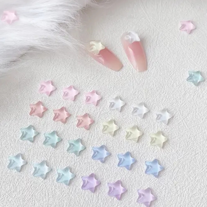 10gb 3D krāsaini sveķu kristāla zvaigzne nagu mākslas piekariņi Kawaii Pentagram nagu rhinestones dekorācijas DIY nagu aksesuāri piederumi