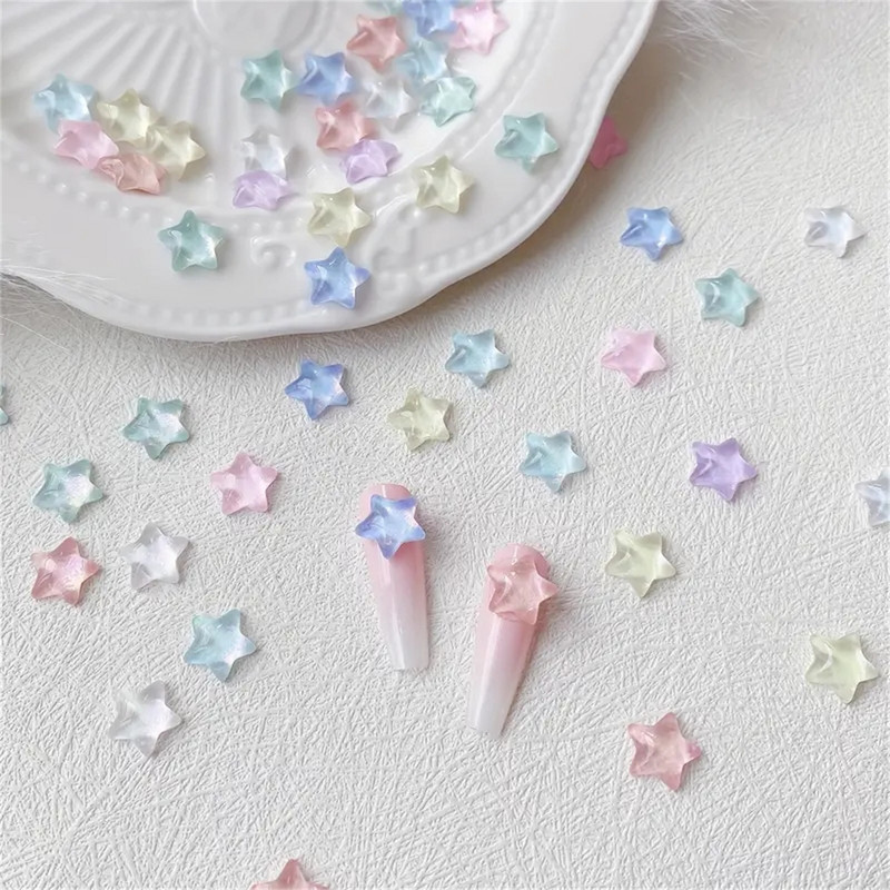 10gb 3D krāsaini sveķu kristāla zvaigzne nagu mākslas piekariņi Kawaii Pentagram nagu rhinestones dekorācijas DIY nagu aksesuāri piederumi