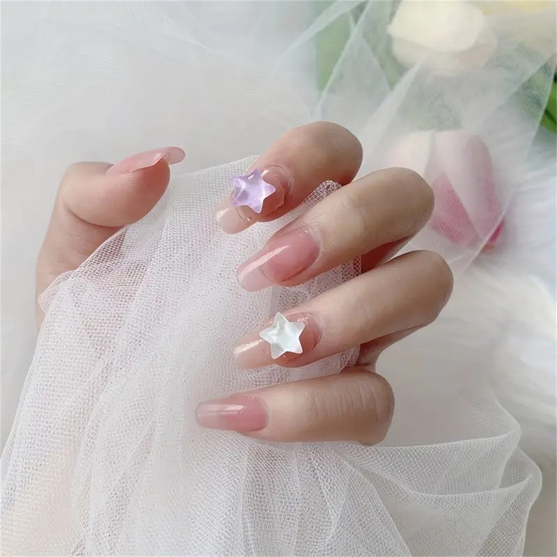 10gb 3D krāsaini sveķu kristāla zvaigzne nagu mākslas piekariņi Kawaii Pentagram nagu rhinestones dekorācijas DIY nagu aksesuāri piederumi