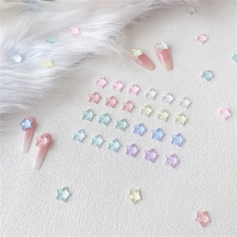 10gb 3D krāsaini sveķu kristāla zvaigzne nagu mākslas piekariņi Kawaii Pentagram nagu rhinestones dekorācijas DIY nagu aksesuāri piederumi