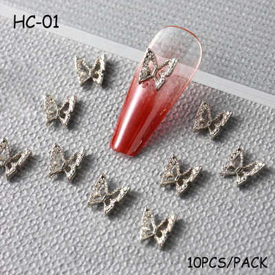 10 tk/pakk liblikakujulised küünevõlusid 3D kuldsed hõbedased liblikad kivist tsirkoonist ehted DIY küünekunsti aksessuaarid