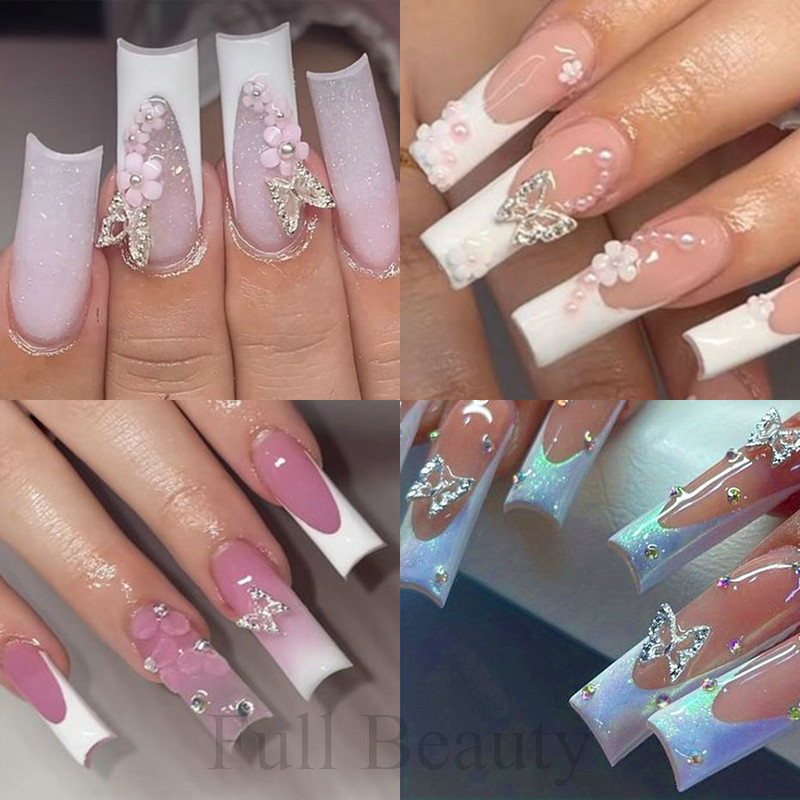 10 tk/pakk liblikakujulised küünevõlusid 3D kuldsed hõbedased liblikad kivist tsirkoonist ehted DIY küünekunsti aksessuaarid