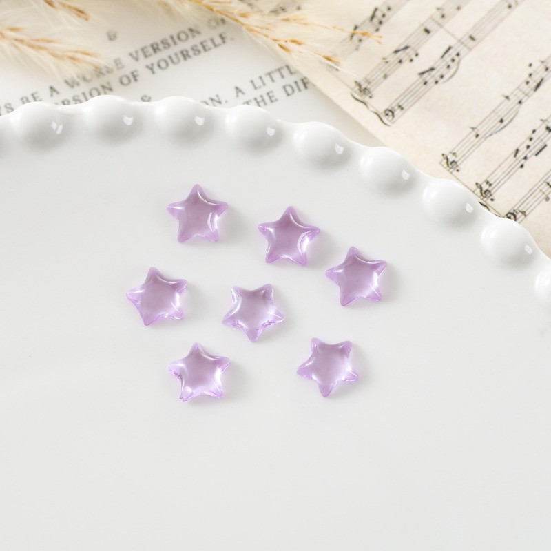 50 db Jég átlátszó körömdíszítő műgyanta bűbáj mini csillag több színű köröm lapos hátú strassz 10x10 mm barkács kövek kézműves