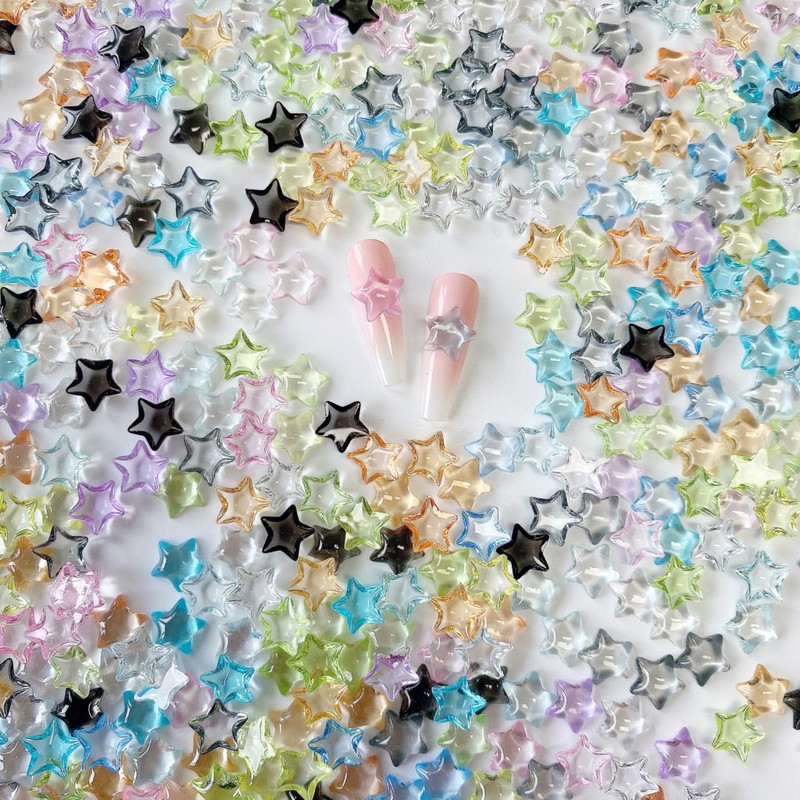 30PCS Prozirne zvijezde s ravnom pozadinom 3D Nail Art Rhinestone Charms Nakit Dodaci Dijelovi za manikuru Pribor za ukrašavanje noktiju