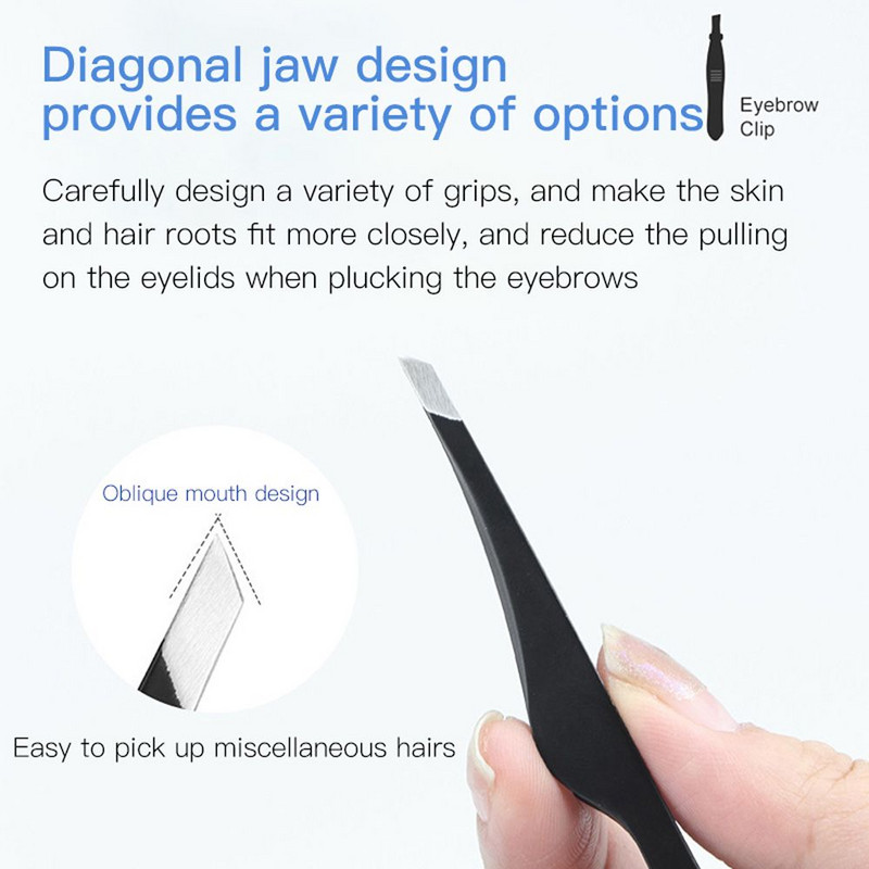 Sieviešu skaistumkopšanas instrumenti Slīpa galvas grims smalki mati Acu uzacu klipši Skropstu matiņi novilkšanas uzacu pincete Skropstu pincete