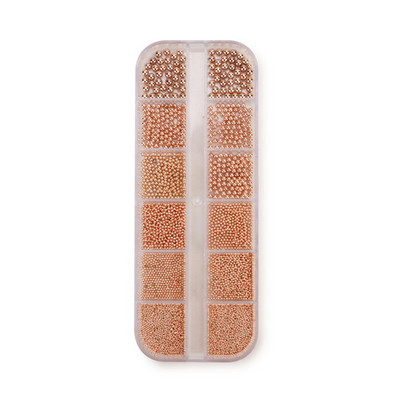 12 nodalījumi kaviāra krelles, metāliski nagu mākslas aksesuāri, metāla nagu krelles ar kastīti nagu dekorēšanai