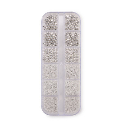 12 nodalījumi kaviāra krelles, metāliski nagu mākslas aksesuāri, metāla nagu krelles ar kastīti nagu dekorēšanai