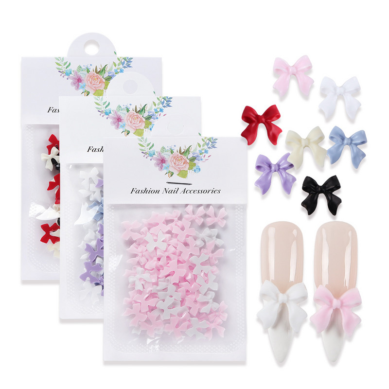 50 vnt. juostelės lankelis nagų papuošalai Priedai Spalvingi drugelių kaklaraiščiai manikiūro dalys „pasidaryk pats“ papuošalai Valentino dienos nagų dailės dekoravimas