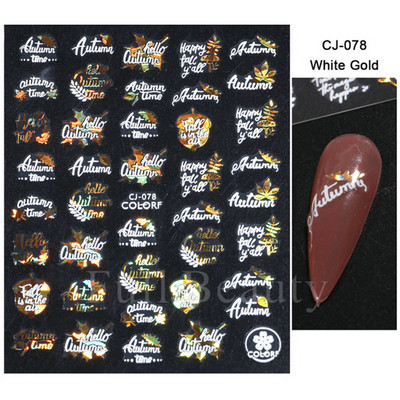 3D nagu uzlīmes mirdzošas uzlīmes Uzlīmes nagiem burtu līnija rožu ziedi rudens lapas nagu mākslas rotājumi Aurora sudraba dizains