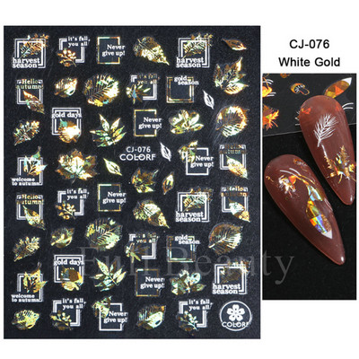 3D nagu uzlīmes mirdzošas uzlīmes Uzlīmes nagiem burtu līnija rožu ziedi rudens lapas nagu mākslas rotājumi Aurora sudraba dizains