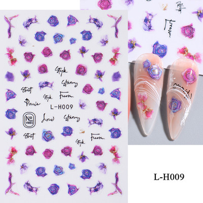 3D nagu uzlīmes mirdzošas uzlīmes Uzlīmes nagiem burtu līnija rožu ziedi rudens lapas nagu mākslas rotājumi Aurora sudraba dizains