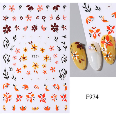 3D nagu uzlīmes mirdzošas uzlīmes Uzlīmes nagiem burtu līnija rožu ziedi rudens lapas nagu mākslas rotājumi Aurora sudraba dizains