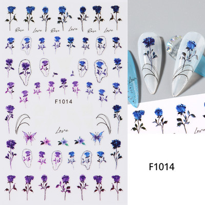 3D nagu uzlīmes mirdzošas uzlīmes Uzlīmes nagiem burtu līnija rožu ziedi rudens lapas nagu mākslas rotājumi Aurora sudraba dizains