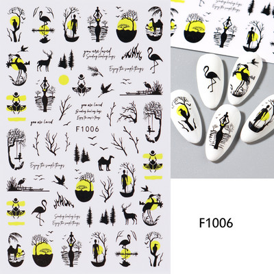 3D nagu uzlīmes mirdzošas uzlīmes Uzlīmes nagiem burtu līnija rožu ziedi rudens lapas nagu mākslas rotājumi Aurora sudraba dizains