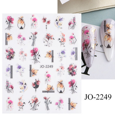 3D nagu uzlīmes mirdzošas uzlīmes Uzlīmes nagiem burtu līnija rožu ziedi rudens lapas nagu mākslas rotājumi Aurora sudraba dizains