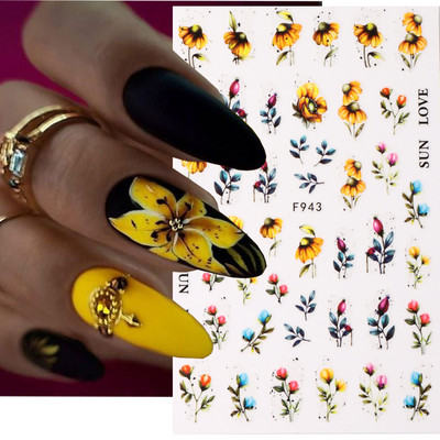 3D nagu uzlīmes mirdzošas uzlīmes Uzlīmes nagiem burtu līnija rožu ziedi rudens lapas nagu mākslas rotājumi Aurora sudraba dizains