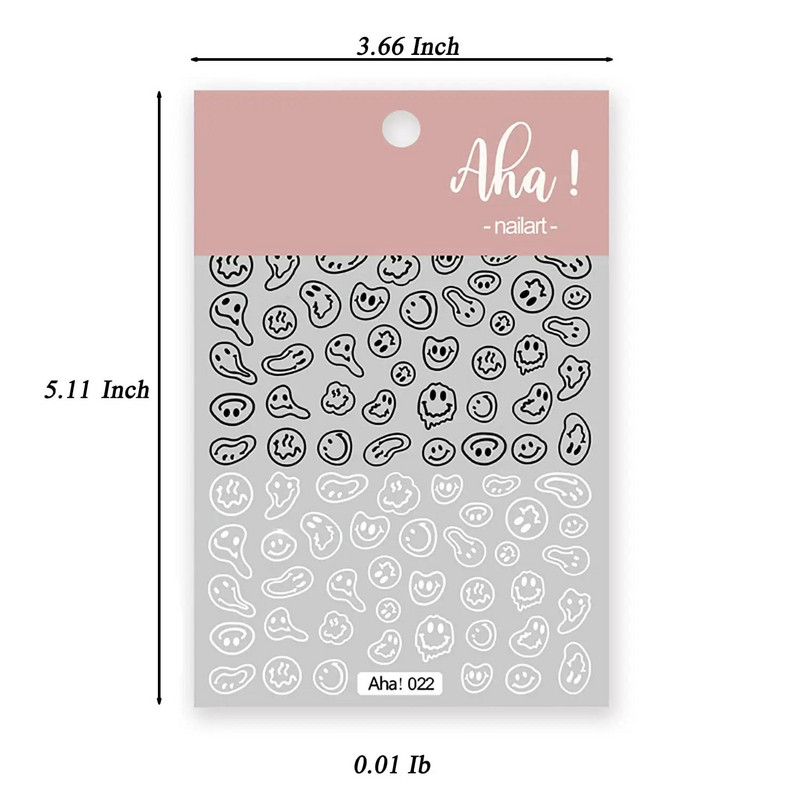 Grafiti Zabavna naljepnica za nokte Apstraktna naljepnica s nasmiješenim licem 3D samoljepljivi trend šarm AHA022 Naljepnica za nokte s uvijenim nasmiješenim licem