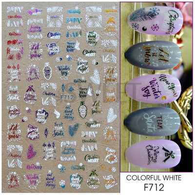 3D Ziemassvētku uzlīme nagu uzlīme Ziemas sniegpārsliņa Holija Mandarīni multfilma Ziemassvētku vecīša putns 2022 Jaunais gads nagu dizaina rotājums BEF892