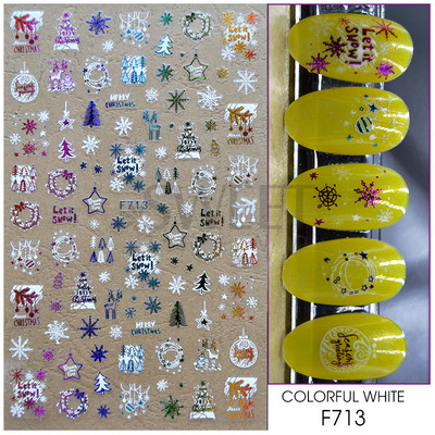 3D Ziemassvētku uzlīme nagu uzlīme Ziemas sniegpārsliņa Holija Mandarīni multfilma Ziemassvētku vecīša putns 2022 Jaunais gads nagu dizaina rotājums BEF892