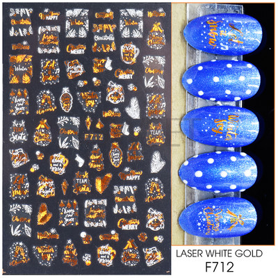 3D Ziemassvētku uzlīme nagu uzlīme Ziemas sniegpārsliņa Holija Mandarīni multfilma Ziemassvētku vecīša putns 2022 Jaunais gads nagu dizaina rotājums BEF892