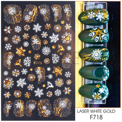 3D Ziemassvētku uzlīme nagu uzlīme Ziemas sniegpārsliņa Holija Mandarīni multfilma Ziemassvētku vecīša putns 2022 Jaunais gads nagu dizaina rotājums BEF892