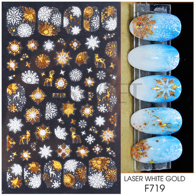 3D Ziemassvētku uzlīme nagu uzlīme Ziemas sniegpārsliņa Holija Mandarīni multfilma Ziemassvētku vecīša putns 2022 Jaunais gads nagu dizaina rotājums BEF892