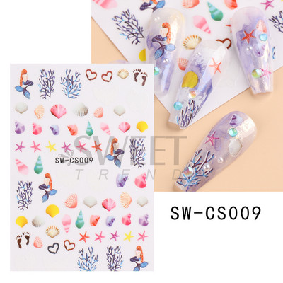 3D Ziemassvētku uzlīme nagu uzlīme Ziemas sniegpārsliņa Holija Mandarīni multfilma Ziemassvētku vecīša putns 2022 Jaunais gads nagu dizaina rotājums BEF892