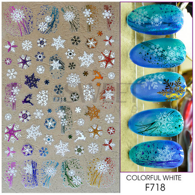 3D Ziemassvētku uzlīme nagu uzlīme Ziemas sniegpārsliņa Holija Mandarīni multfilma Ziemassvētku vecīša putns 2022 Jaunais gads nagu dizaina rotājums BEF892