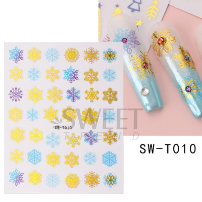 3D Ziemassvētku uzlīme nagu uzlīme Ziemas sniegpārsliņa Holija Mandarīni multfilma Ziemassvētku vecīša putns 2022 Jaunais gads nagu dizaina rotājums BEF892