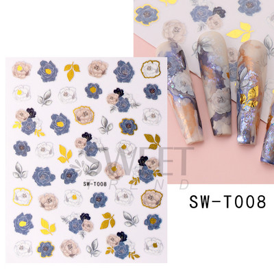 3D Ziemassvētku uzlīme nagu uzlīme Ziemas sniegpārsliņa Holija Mandarīni multfilma Ziemassvētku vecīša putns 2022 Jaunais gads nagu dizaina rotājums BEF892