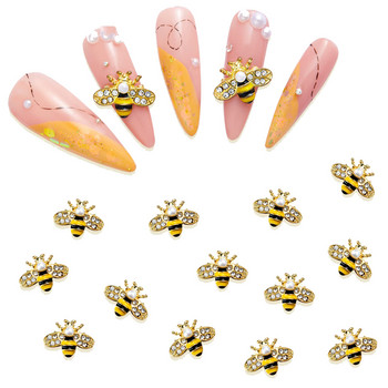 10 бр./партида ретро талисмани за нокти със стрази 3D емайл Bee Spider Bear Метална сплав Кристални бижута Маникюр Направи си сам декорации за нокти