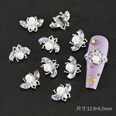 10 gab./partija Vintage Rhinestone nagu piekariņi 3D emalja bišu zirnekļa lācis metāla sakausējums kristāla rotaslietas manikīrs DIY nagu mākslas rotājumi