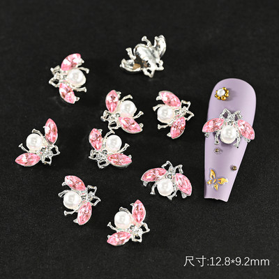 10 gab./partija Vintage Rhinestone nagu piekariņi 3D emalja bišu zirnekļa lācis metāla sakausējums kristāla rotaslietas manikīrs DIY nagu mākslas rotājumi