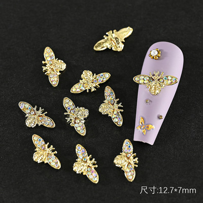 10 gab./partija Vintage Rhinestone nagu piekariņi 3D emalja bišu zirnekļa lācis metāla sakausējums kristāla rotaslietas manikīrs DIY nagu mākslas rotājumi