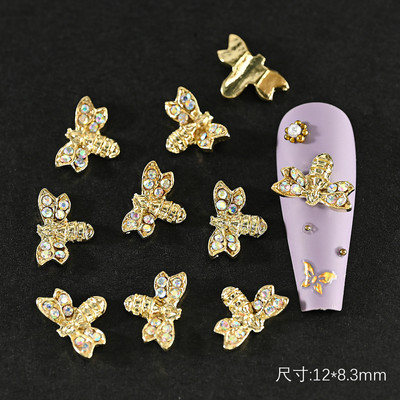 10 gab./partija Vintage Rhinestone nagu piekariņi 3D emalja bišu zirnekļa lācis metāla sakausējums kristāla rotaslietas manikīrs DIY nagu mākslas rotājumi