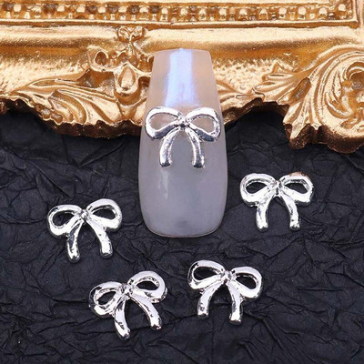 20 τμχ/σετ Ιαπωνικά στρασάκια νυχιών με παπιγιόν Χρυσό ασημί λουλούδια Διακόσμηση νυχιών Φιόγκος τρισδιάστατα τρυπάνια νυχιών Κοσμήματα νυχιών Γούρια νυχιών