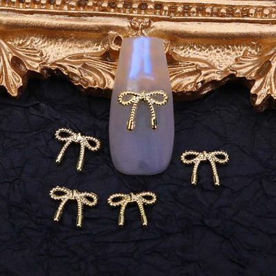 20 τμχ/σετ Ιαπωνικά στρασάκια νυχιών με παπιγιόν Χρυσό ασημί λουλούδια Διακόσμηση νυχιών Φιόγκος τρισδιάστατα τρυπάνια νυχιών Κοσμήματα νυχιών Γούρια νυχιών