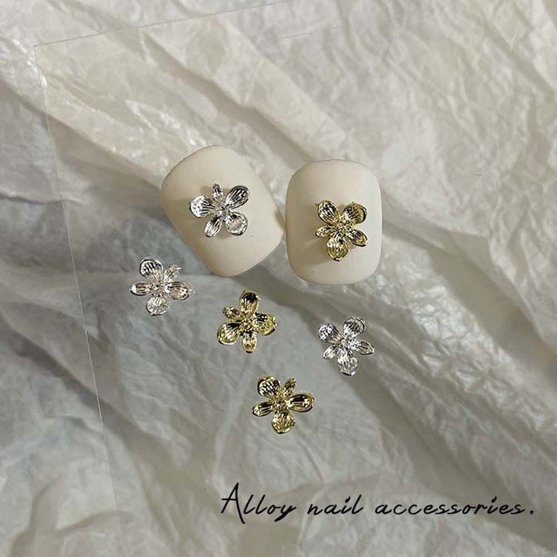 20 τμχ/σετ Ιαπωνικά στρασάκια νυχιών με παπιγιόν Χρυσό ασημί λουλούδια Διακόσμηση νυχιών Φιόγκος τρισδιάστατα τρυπάνια νυχιών Κοσμήματα νυχιών Γούρια νυχιών