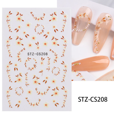 Rožu 3D nagu uzlīmju dizaini Botāniski ziedu pavasara nagu rotājumi Vienkārša sarkana tinte Ziedu līmējošās uzlīmes Slīdošais manikīrs