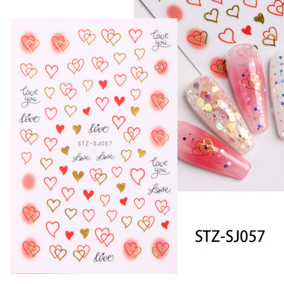 Rožu 3D nagu uzlīmju dizaini Botāniski ziedu pavasara nagu rotājumi Vienkārša sarkana tinte Ziedu līmējošās uzlīmes Slīdošais manikīrs