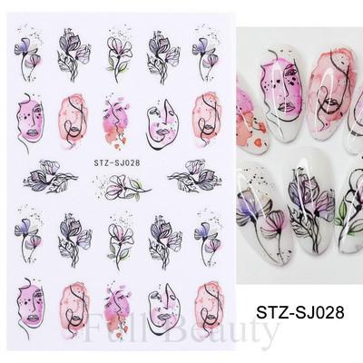 Rožu 3D nagu uzlīmju dizaini Botāniski ziedu pavasara nagu rotājumi Vienkārša sarkana tinte Ziedu līmējošās uzlīmes Slīdošais manikīrs