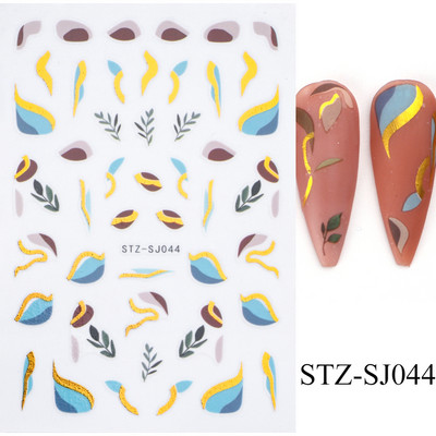 Rožu 3D nagu uzlīmju dizaini Botāniski ziedu pavasara nagu rotājumi Vienkārša sarkana tinte Ziedu līmējošās uzlīmes Slīdošais manikīrs