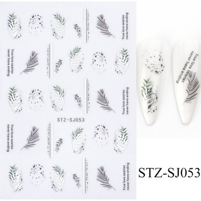 Rožu 3D nagu uzlīmju dizaini Botāniski ziedu pavasara nagu rotājumi Vienkārša sarkana tinte Ziedu līmējošās uzlīmes Slīdošais manikīrs