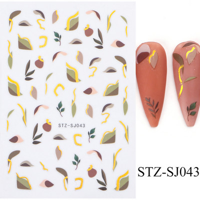 Rožu 3D nagu uzlīmju dizaini Botāniski ziedu pavasara nagu rotājumi Vienkārša sarkana tinte Ziedu līmējošās uzlīmes Slīdošais manikīrs